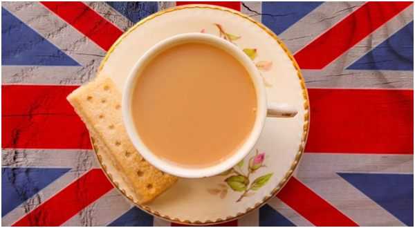 чай на британском флаге